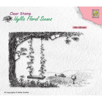 Nellie's Choice - Idyllic Floral Scenes Clear Stamp - "  Tree with Swing " - Stempel