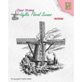 Nellie's Choice - Idyllic Floral Scenes Clear Stamp - "  Windmill " - Stempel