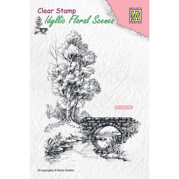 Nellie's Choice - Idyllic Floral Scenes Clear Stamp - "  Scene with Stream and Bridge " - Stempel