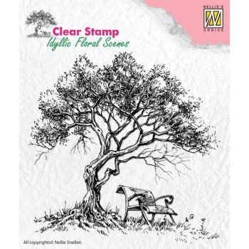 Nellie's Choice - Idyllic Floral Scenes Clear Stamp - "  Tree with Bench " - Stempel