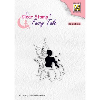 Nellie's Choice - Fairy Tale  Clear Stamp - "  Elf Sitting on Flower " - Stempel