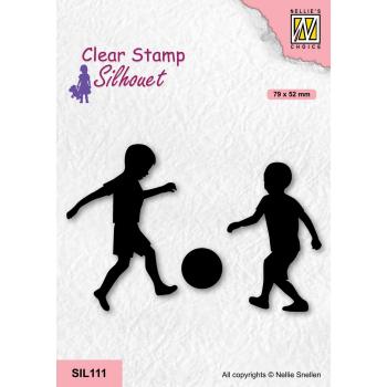 Nellie's Choice - Silhouet Clear Stamp - "  Boys Playing Soccer " - Stempel