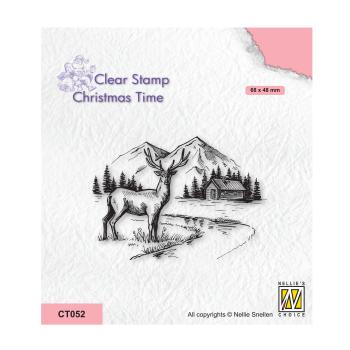Nellie's Choice - Christmas Tree Clear Stamp - "  Winter Landscape with Deer " - Stempel