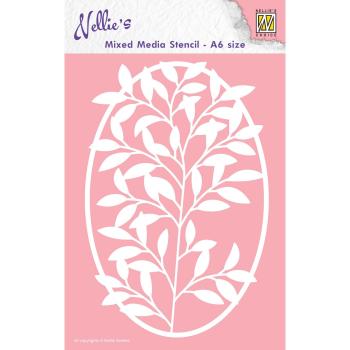 Nellie's Choice - Stencil A6 - "  Frame with Flower-Branch " - Schablone