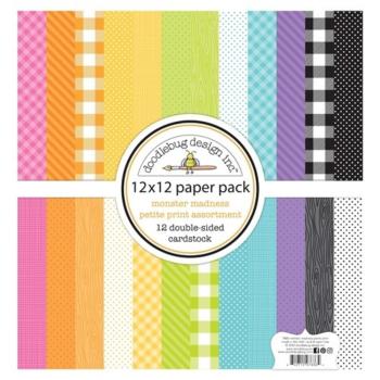 Doodlebug Design "Monster Madness - Petite Prints Assortment" 12" Paper Pack  - Designpapier 