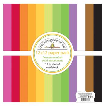 Doodlebug Design "Farmers Market - Textured Cardstock " 12" Paper Pack  - Designpapier 