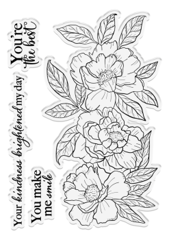 Crafters Companion - Stamp & Dies -Pretty Peonies  - Stempel & Stanze 