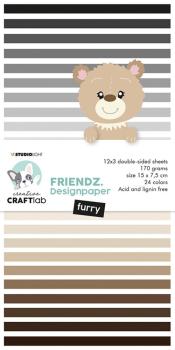 Creative Craft Lab - Studio Light - Friendz Design Paper - Paper Pad - Furry Browns  - Papier Pack 