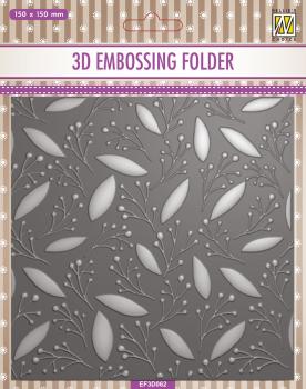Nellie Snellen - 3D Embossing Folder - "  Leaves & Berries  " - Prägefolder
