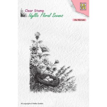 Nellie's Choice - Idyllic Floral Scenes Clear Stamp - "  Birdnest " - Stempel