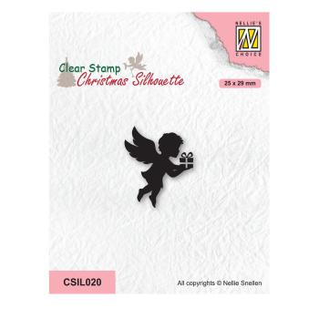 Nellie's Choice -  Silhouettes Clear Stamp - "  Angel with Present " - Stempel