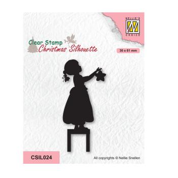 Nellie's Choice - Silhouettes Clear Stamp - "  Little Girl Decorating " - Stempel