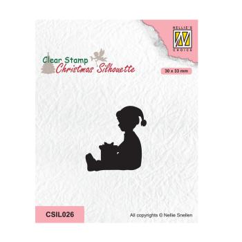 Nellie's Choice - Silhouettes Clear Stamp - "  Little Boy Got A Present " - Stempel