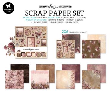 Studio Light - Paper Pack - Vintage Flowers & Wood  - Designpapier