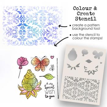 Polkadoodles  - Colour & Create - Stencil - "  Funky Butterfly Wish  " - Schablone 