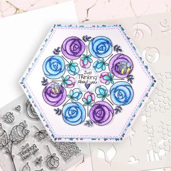 Polkadoodles  - Colour & Create - Craft Stamps - Clear Stamps - " Funky Rosy Posy  " - Stempel