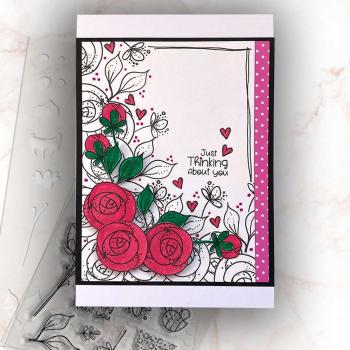 Polkadoodles  - Colour & Create - Craft Stamps - Clear Stamps - " Funky Rosy Posy  " - Stempel