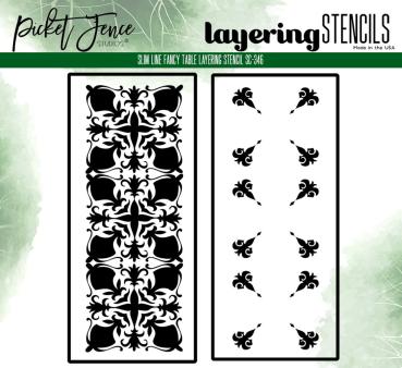 Picket Fence Studios - Slim Line Stencil - Layering Stencil -  "Fancy Table" - Schablone