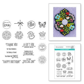 Spellbinders - Stempelset - "Floral Reflection Sentiments" - Silikonstempel