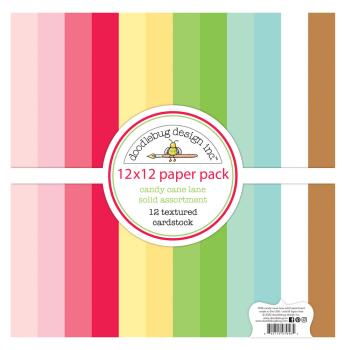 Doodlebug Design "Candy Cane Lane " 12" Textured Cardstock - Solid Paper Pack