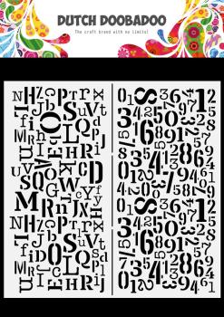 Dutch Doobadoo - Stencil - Dutch Mask Art Slimline - " Letters & Numbers " - 8x8 Inch - Schablone