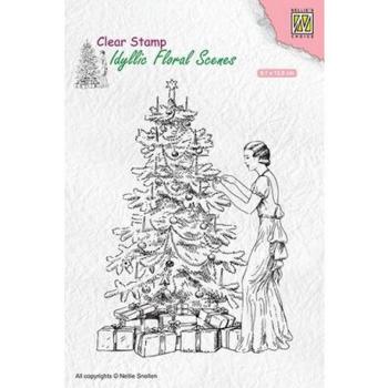 Nellie's Choice - Idyllic Floral Scenes Clear Stamp - " Vintage Christmas Tree " - Stempel