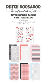 Dutch Doobadoo - Papier Kit "Sweet Polar Bears" Crafty Kit Slimline - 12 Bogen