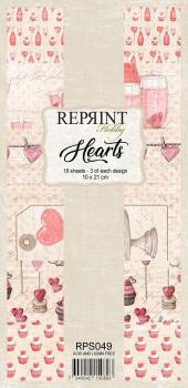 Reprint - Designpapier "Hearts" Simline Paper Pack - 18 Bogen 