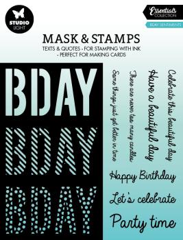 Studio Light - Schablone & Stempel "Bday Sentiments" Stencil & Clear Stamps