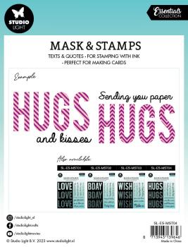 Studio Light - Schablone & Stempel "Hugs Sentiments " Stencil & Clear Stamps