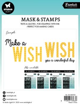 Studio Light - Schablone & Stempel "Wish Sentiments" Stencil & Clear Stamps