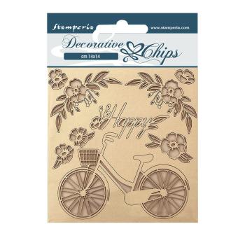 Stamperia - Holzteile 14x14 cm "Bicycle" Decorative Chips