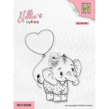 Nellie's Choice - Stempel "Elephant with Heart Balloon" Clear Stamps Nellie´s Cuties 