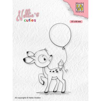 Nellie's Choice - Stempel "Young Deer with Balloon" Clear Stamps Nellie´s Cuties 