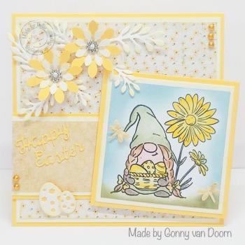 Nellie's Choice - Stempel "Stamp Easter Gnom with Flowers" Clear Stamps Nellie´s Cuties 