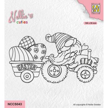 Nellie's Choice - Stempel "Easter Gnom on Tractor" Clear Stamps Nellie´s Cuties 