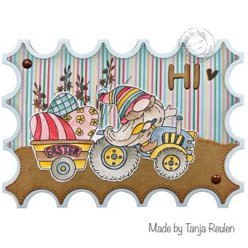 Nellie's Choice - Stempel "Easter Gnom on Tractor" Clear Stamps Nellie´s Cuties 