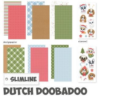 Dutch Doobadoo - Papier Kit "Xmas Dogs" Crafty Kit Slimline - 12 Bogen