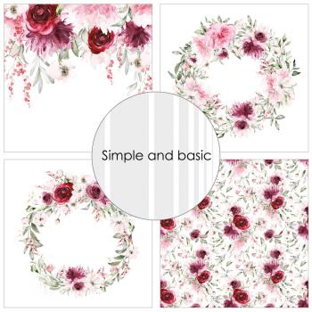 Simple and Basic - Designpapier "Watercolour Roses" Paper Pack 12x12 Inch - 8 Bogen 