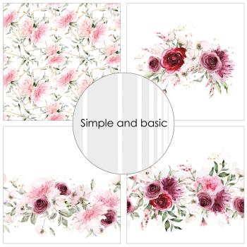 Simple and Basic - Designpapier "Watercolour Roses" Paper Pack 12x12 Inch - 8 Bogen 