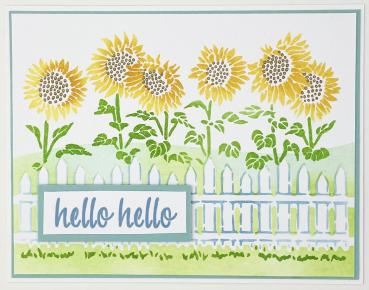 The Crafters Workshop - Layered Schablone 5,5x4,25 Inch "Fenced Sunflowers" Stencil