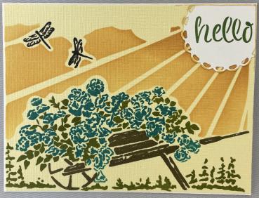 The Crafters Workshop - Layered Schablone 5,5x4,25 Inch "Happy Wheelbarrow " Stencil