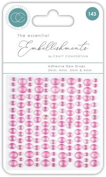 Craft Consortium - Halbperlen "Pink" Adhesive Dew Drops 143 Stk.