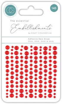 Craft Consortium - Halbperlen "Red" Adhesive Dew Drops 143 Stk.