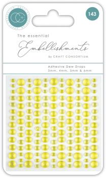 Craft Consortium - Halbperlen "Yellow" Adhesive Dew Drops 143 Stk.