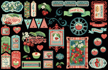 Graphic 45 - Life's a Bowl of Cherries Collection - Die Cut Ephemera