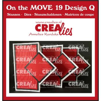 Crealies - Stanzschablone "Triple Fun Fold Card With Diagonal Squares" On the MOVE Design Q Dies