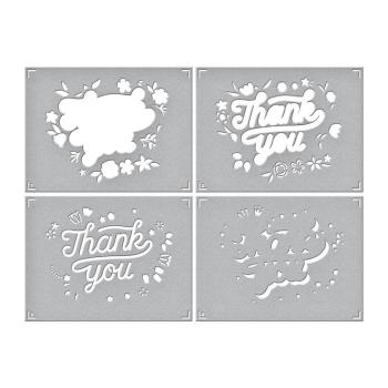 Spellbinders - Schablone "Layered Floral Thank You" Stencil