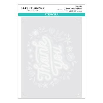 Spellbinders - Schablone "Layered Floral Thank You" Stencil