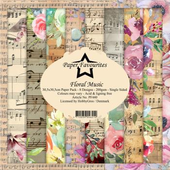 Paper Favourites - Designpapier "Floral Music" Paper Pack 12x12 Inch 8 Bogen